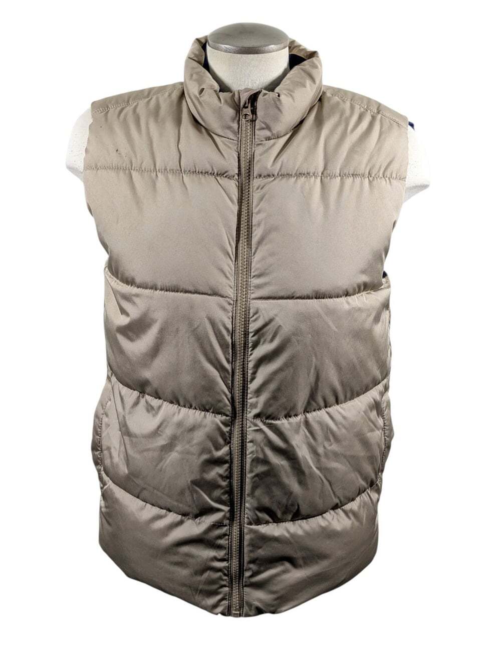 Old Navy Puffer Vest Youth Size XL 14-16 Beige Lightweight Pockets Transitional